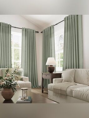 MIULEE Sage Green Sheer Curtains 84 Inches Long 4 Panels